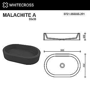 Раковина накладная WhiteCross Malachite A 55 0721.055035.201 черная матовая купить в интернет-магазине Sanbest