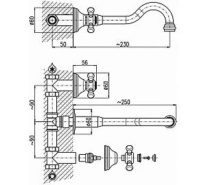 Смеситель для раковины Rav-Slezak MORAVA RETRO MK131Z золото купить в интернет-магазине сантехники Sanbest
