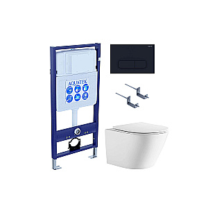 Унитаз подвесной с инсталляцией Aquatek Либерти SET AQUATEK ЛИБЕРТИ-017 4в1 белый/кнопка черная матовая, безободковый, с крышкой микролифт, слив торнадо купить в интернет-магазине Sanbest