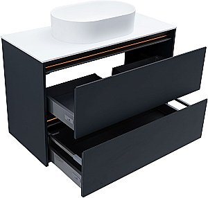 Тумба с раковиной Allen Brau Activity 100 1.34014.AM антрацит матовый/олива брашированная для ванной в интернет-магазине Sanbest