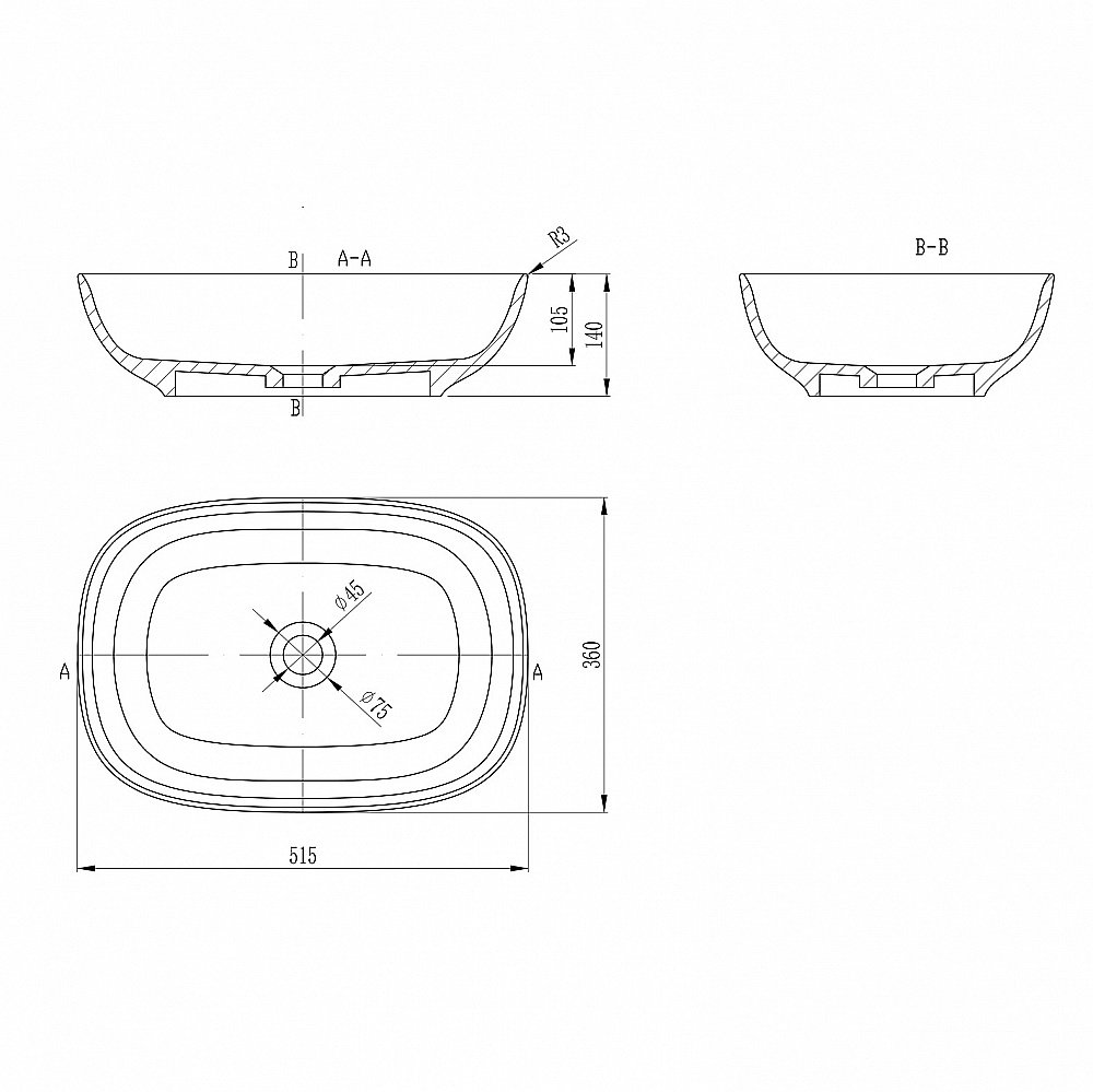 Раковина Abber Stein AS2637 белая матовая купить в интернет-магазине Sanbest