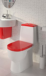 Унитаз-компакт Sanita luxe Best Comfort BSTSLCC07110522 с бачком, с крышкой микролифт, белый/красный купить в интернет-магазине Sanbest