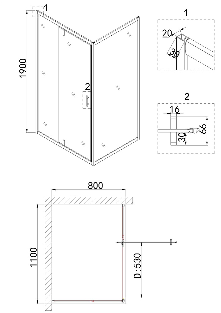 Душевой уголок Niagara Nova NG-43-11AG-NG-A80G 110x80 купить в интернет-магазине Sanbest