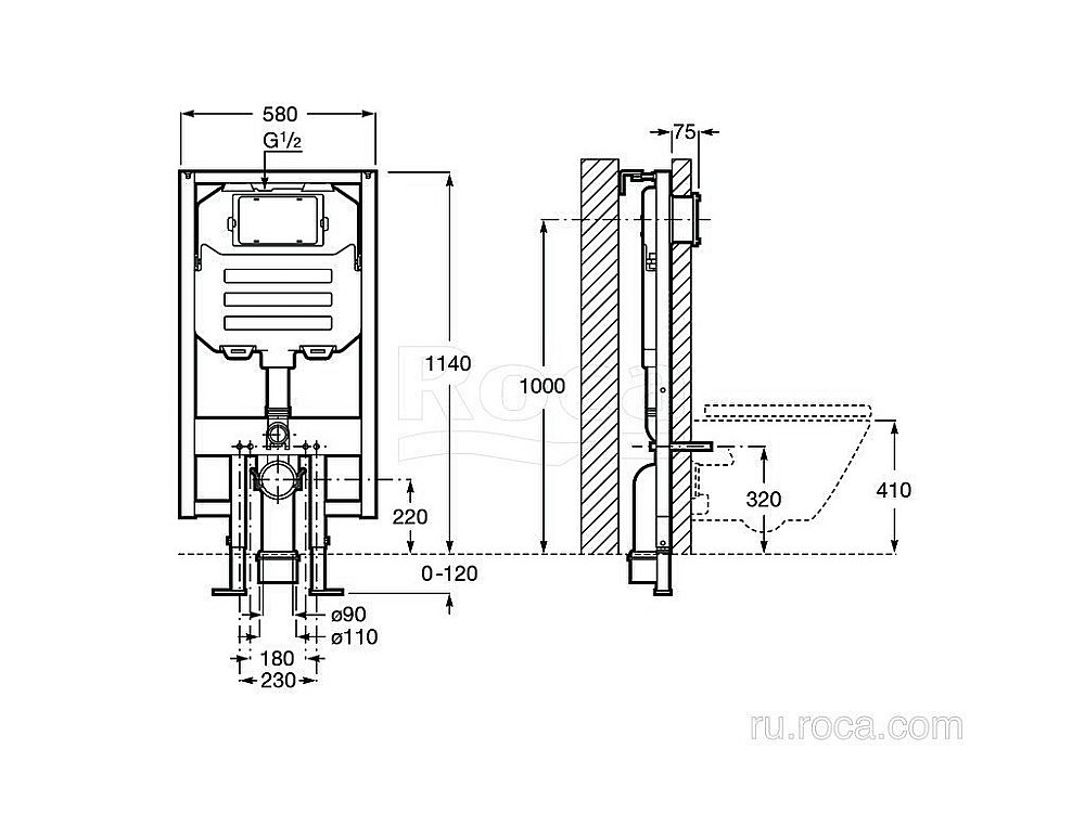 Инсталляция для унитаза Roca Duplo Compact 890080020 купить в интернет-магазине сантехники Sanbest