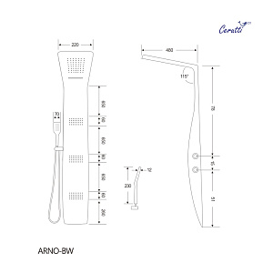 Душевая панель CeruttiSpa ARNO BW CT9656 черная/белая купить в интернет-магазине сантехники Sanbest