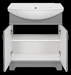 Тумба с раковиной Misty Лувр - 75 П-Лвр01075-502 серая для ванной в интернет-магазине Sanbest
