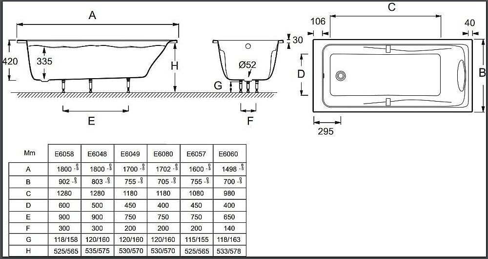 Ванна Jacob Delafon ODEON UP E6048-00 180х80 купить в интернет-магазине Sanbest