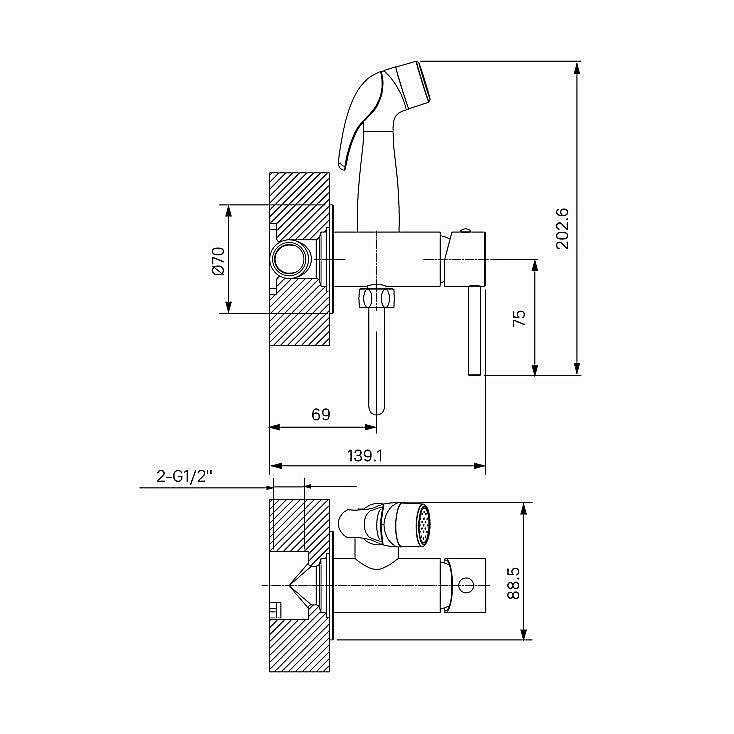 Гигиенический душ Milardo Tidy 001BLR0M08 черный купить в интернет-магазине сантехники Sanbest