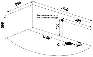 Ванна акриловая BAS АНТИГУА 170х95 белая купить в интернет-магазине Sanbest