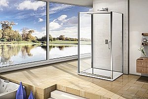 Душевой уголок Good Door Neo WTW+SP+SP 120х80 стекло прозрачное/профиль хром купить в интернет-магазине Sanbest