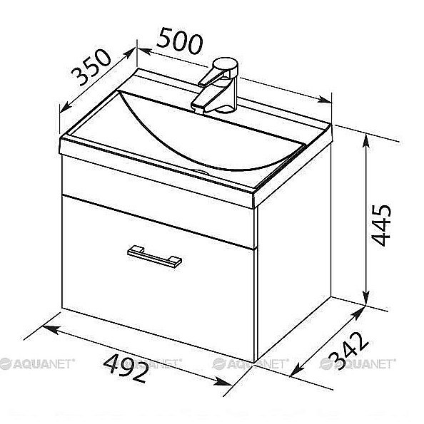 Тумба с раковиной Aquanet Верона 207765 50 белый для ванной в интернет-магазине Sanbest