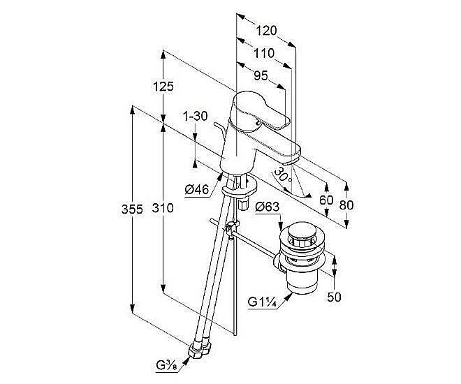 Смеситель для раковины Kludi Pure&Easy 373850565 купить в интернет-магазине сантехники Sanbest