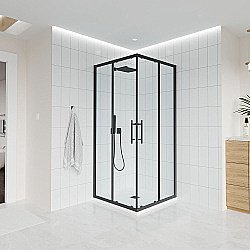 Душевой уголок Veconi Evo E3-B-11090-01-C9 110х90 стекло прозрачное/профиль черный матовый купить в интернет-магазине Sanbest