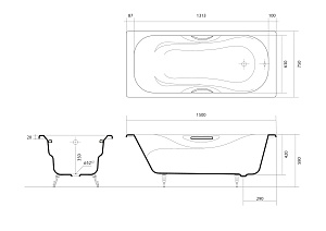 Ванна Aquatek Гамма 150x75 AQ8050FH-00 белая купить в интернет-магазине Sanbest