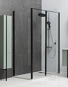Душевой уголок Allen Brau Priority 3.31009.BBA + 3.31021.BBA 120х100 стекло прозрачное/профиль черный брашированный купить в интернет-магазине Sanbest