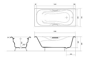 Ванна Aquatek Гамма 150x75 AQ8050FH-00 белая купить в интернет-магазине Sanbest