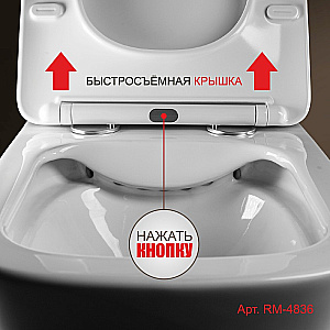 Унитаз подвесной Elghansa Monterno RM-4836 белый, безободковый, с крышкой микролифт купить в интернет-магазине Sanbest