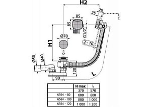 Слив-перелив для ванны AlcaPlast A564CRM1-80 купить в интернет-магазине сантехники Sanbest
