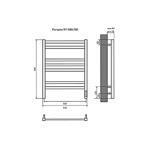 Полотенцесушитель Aquatek Поларис П7 500х700 AQ EL KO0770BL черный муар купить в интернет-магазине сантехники Sanbest