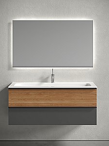 Тумба с раковиной Sancos DELTA DL120GR 120 дуб красный/графит для ванной в интернет-магазине Sanbest