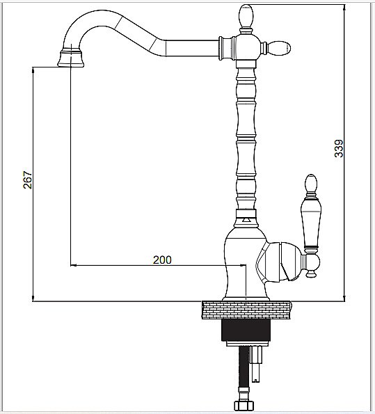 Смеситель для кухни GPD Retro MTE180-S купить в интернет-магазине сантехники Sanbest
