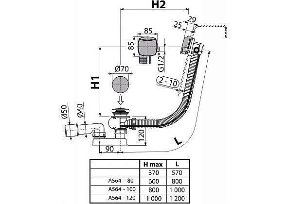 Слив-перелив для ванны AlcaPlast A564CRM1-80 купить в интернет-магазине сантехники Sanbest