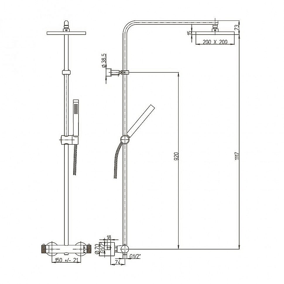 Душевая система PAINI Fluxio 43CR689TH2L90P1 хром купить в интернет-магазине сантехники Sanbest