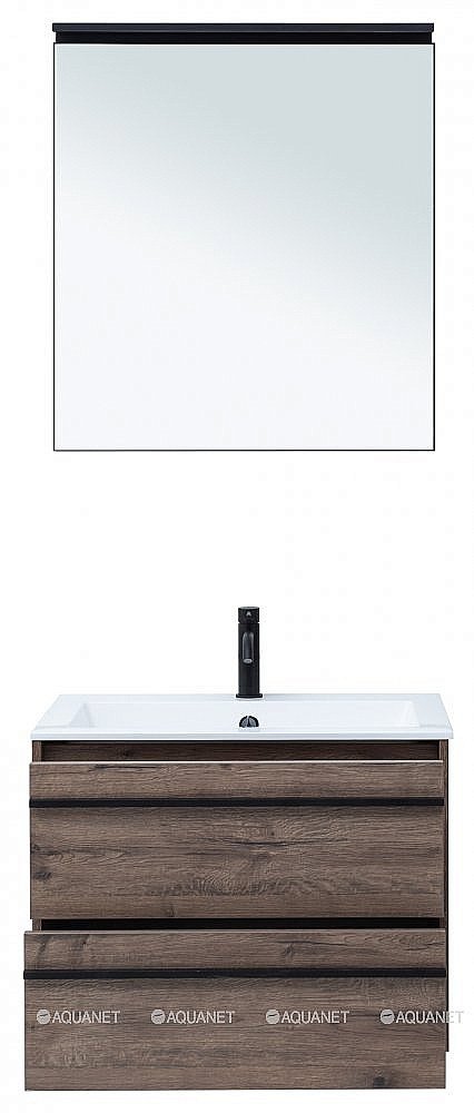 Тумба с раковиной Aquanet Lino 70 Дуб Веллингтон для ванной в интернет-магазине Sanbest