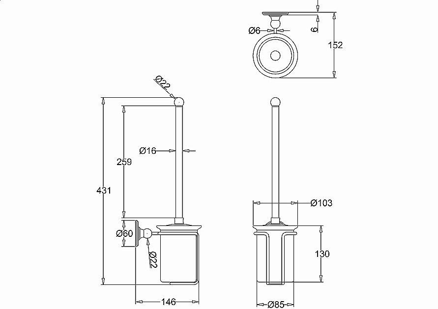 Ершик для туалета Burlington A8 GOLD золото купить в интернет-магазине сантехники Sanbest