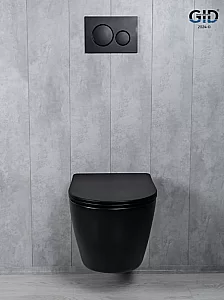 Унитаз подвесной Gid Tr2122TF-Bm черный матовый, безободковый, с крышкой микролифт, слив торнадо купить в интернет-магазине Sanbest