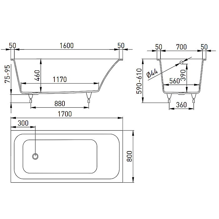 Ванна Salini Orlanda S-Sense 170x80 102016G белая купить в интернет-магазине Sanbest