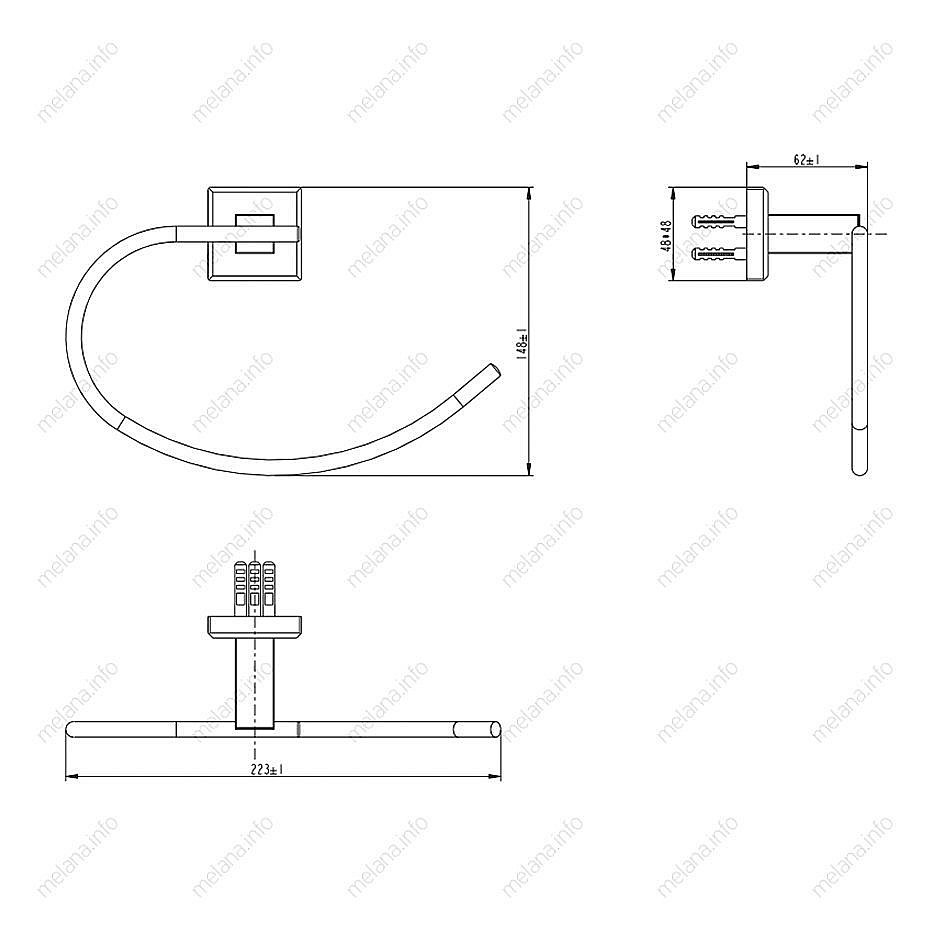 Полотенцедержатель Melana MLN-862009 сатин/хром купить в интернет-магазине сантехники Sanbest