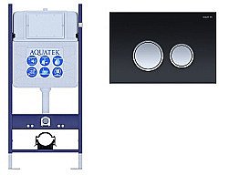 Инсталляция для унитаза Aquatek ECO Standart INS-0000014 с кнопкой KDI-0000029 черная/хром купить в интернет-магазине сантехники Sanbest