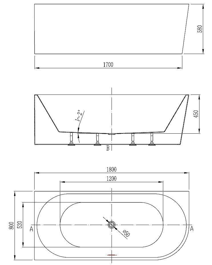 Ванна акриловая Vincea VBT-402-1800 180x80 белый купить в интернет-магазине Sanbest