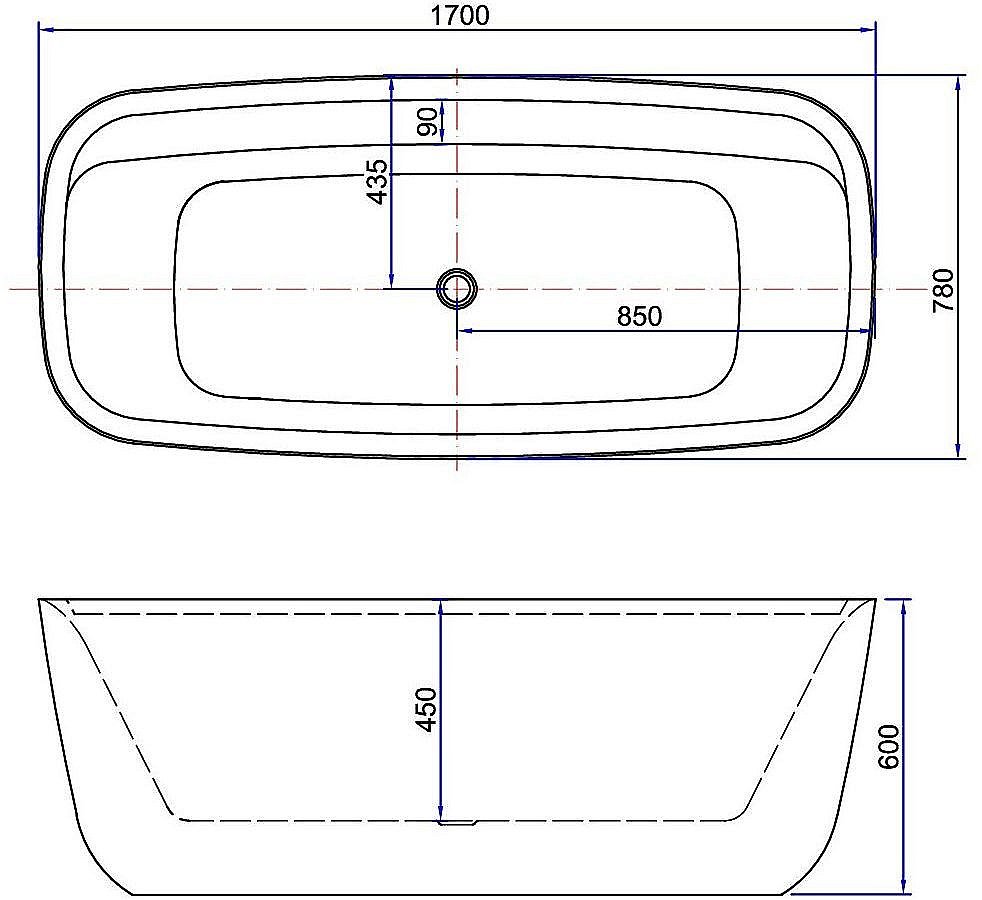 Акриловая ванна Aquanet Family Fine 260045 170x78 Gloss Finish купить в интернет-магазине Sanbest