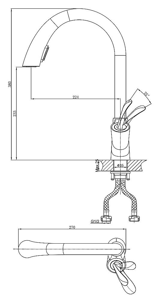Смеситель для кухни D&K Venice.Baciano DA1032541 купить в интернет-магазине сантехники Sanbest