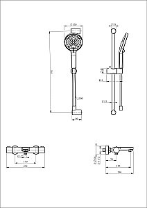 Смеситель для ванны с душевым гарнитуром и термостатом WONZON & WOGHAND, Черный матовый (WW-C2018-A-MB) купить в интернет-магазине сантехники Sanbest