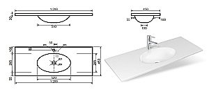 Раковина Эстет Вегас 120 цвет по RAL купить в интернет-магазине Sanbest