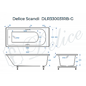 Ванна Delice Scandi DLR330031RB-G 180х80 белая/ручки черные купить в интернет-магазине Sanbest
