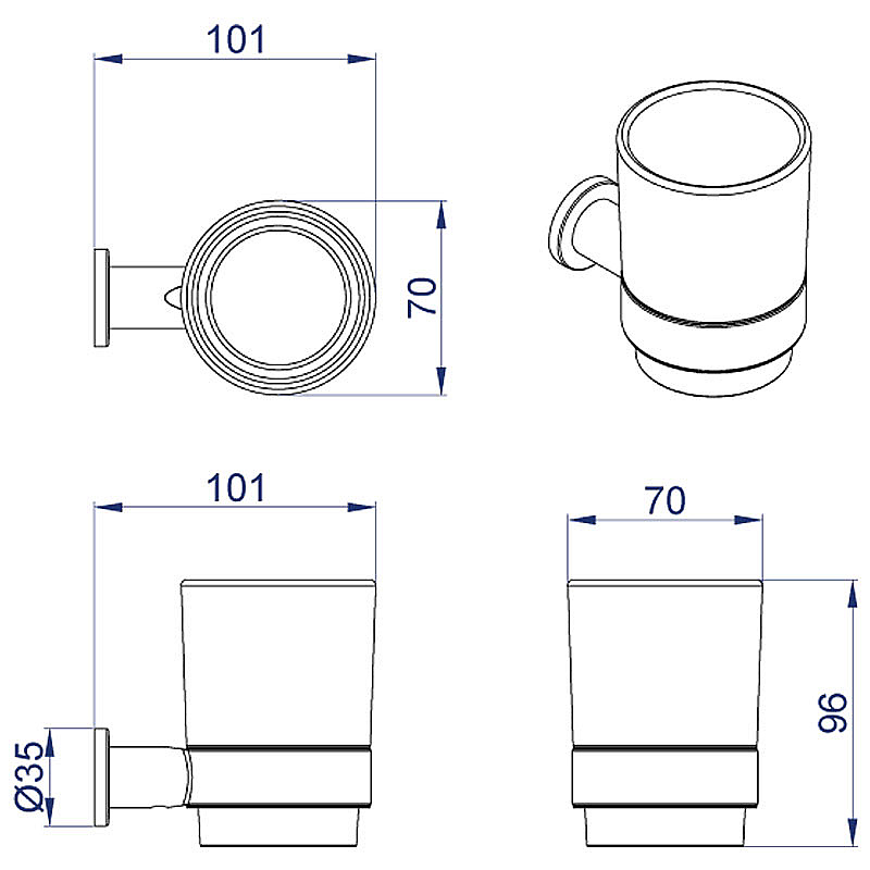 Стакан для зубных щеток Azario FORNY AZ-88306 хром купить в интернет-магазине сантехники Sanbest