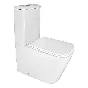 Унитаз напольный Azario Savia AZ-8303D-s белый, безободковый, с бачком, с крышкой микролифт купить в интернет-магазине Sanbest