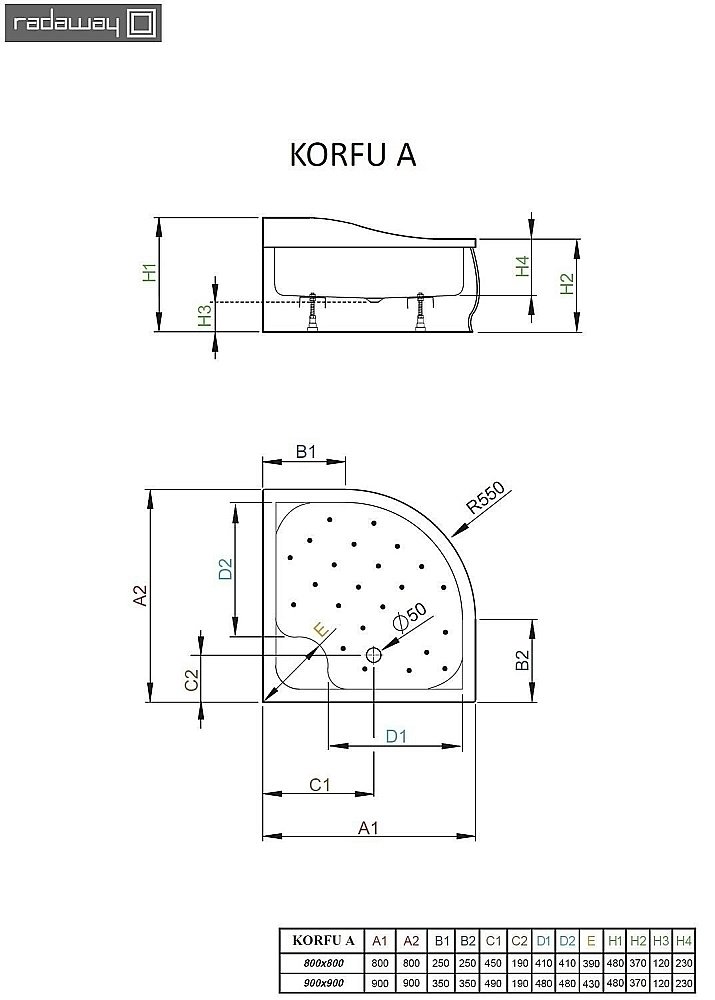 Душевой поддон Radaway Korfu A 4S99400-03 90x90 белый купить в интернет-магазине Sanbest