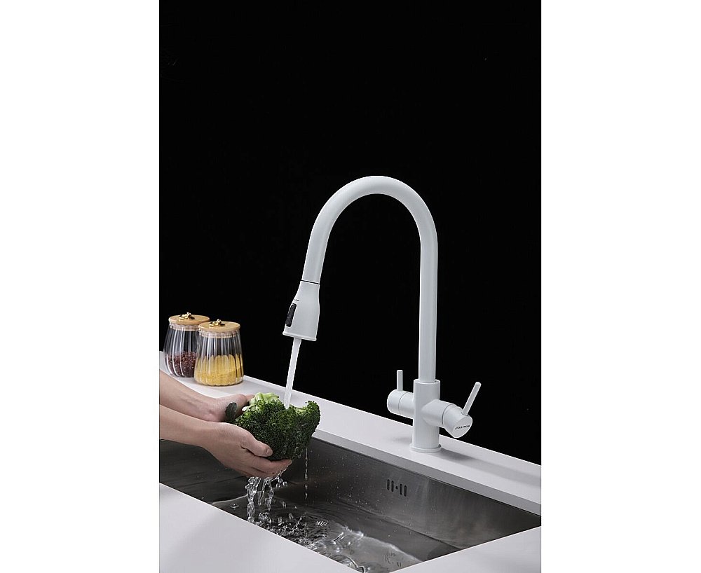 Смеситель для кухни Paulmark Lange La214212-WH белый матовый купить в интернет-магазине сантехники Sanbest