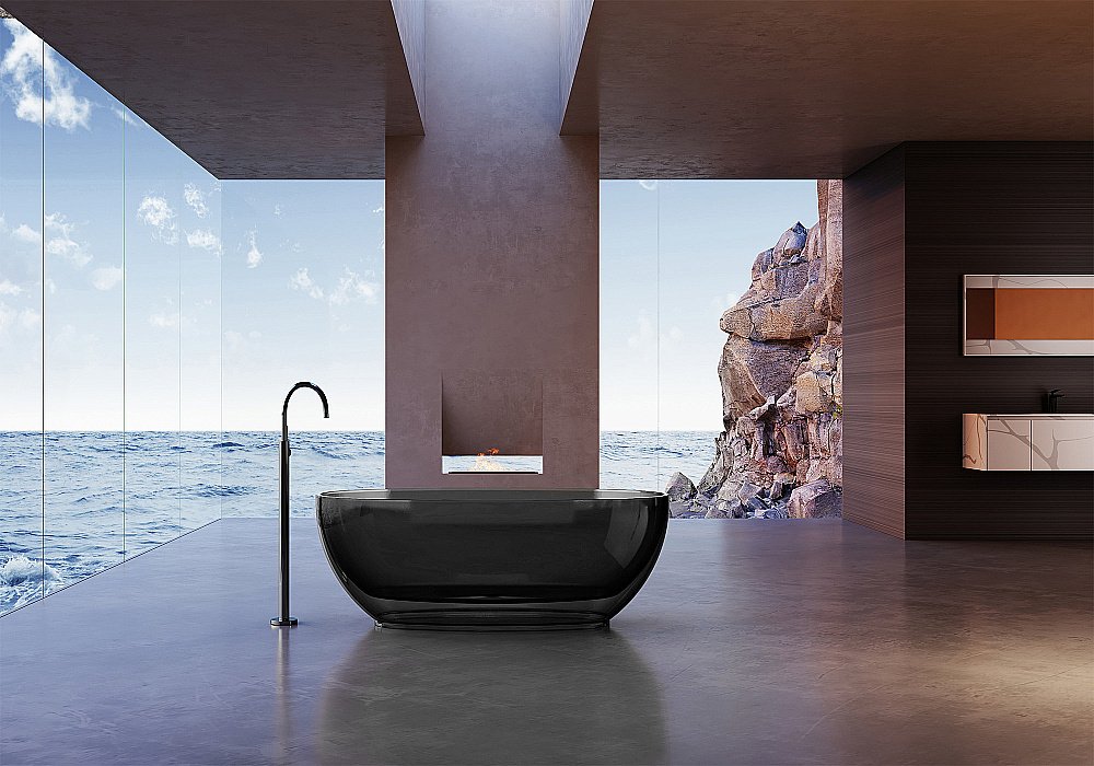 Ванна ABBER Kristall AT9703Onyx 170x75 черная прозрачная купить в интернет-магазине Sanbest