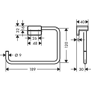Полотенцедержатель Hansgrohe AddStoris 41754340 хром темный матовый купить в интернет-магазине сантехники Sanbest