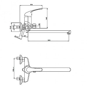 Смеситель для ванны PAINI Trento TRCR119LMKM хром купить в интернет-магазине сантехники Sanbest