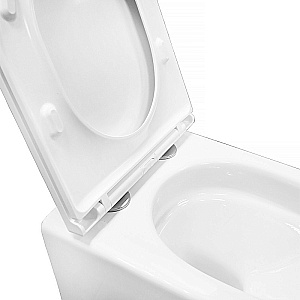 Унитаз подвесной Azario Vela AZ-2480 белый, безободковый, с крышкой микролифт, слив торнадо купить в интернет-магазине Sanbest