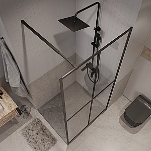 Душевое ограждение Niagara Nova NG-686-12BLACK 120 прозрачное с рисунком/профиль черный матовый купить в интернет-магазине Sanbest