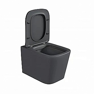 Унитаз подвесной BAS KVADRO DARK GREY безободковый, с крышкой микролифт, темно-серый купить в интернет-магазине Sanbest