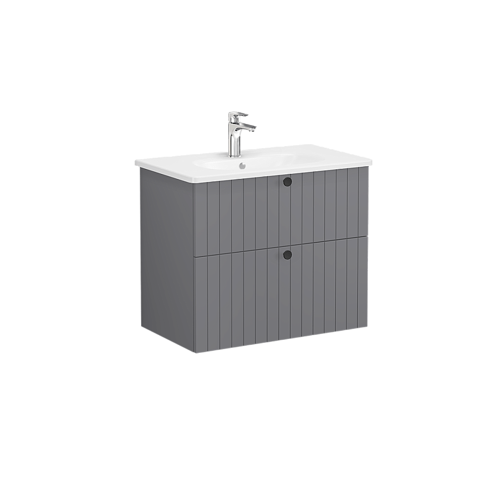 Тумба с раковиной VitrA Root Groove 69438 80 матовая серая для ванной в интернет-магазине Sanbest